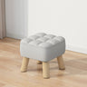 Beige Square Cotton Blend Footstool Wood Small Ottoman Image - 9