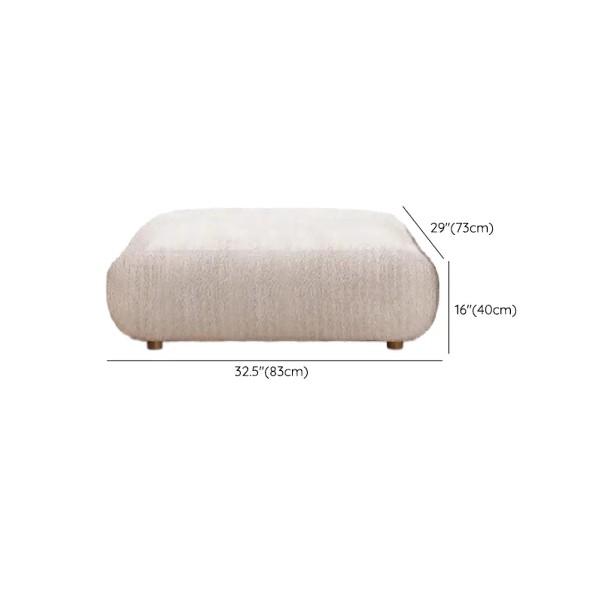 Beige Square Cotton Linen Cushions Medium Ottomans Image - 10