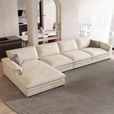 Beige Stain Resistant Frosted Velvet L-Shape Sectional Image - 1