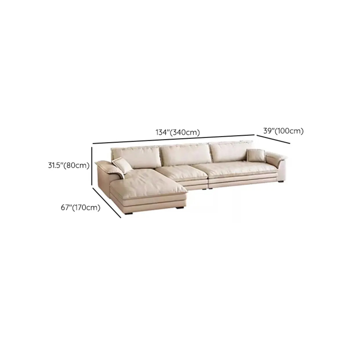 Beige Stain Resistant Frosted Velvet L-Shape Sectional Image - 11