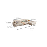 Beige Stain Resistant Leather Recessed Arm Sofa Chaise #size