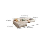 Beige Stain Resistant Leather Recessed Arm Sofa Chaise Image - 9