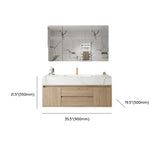 Beige Stone Countertop Wood Bathroom Vanity with Storage Image - 18