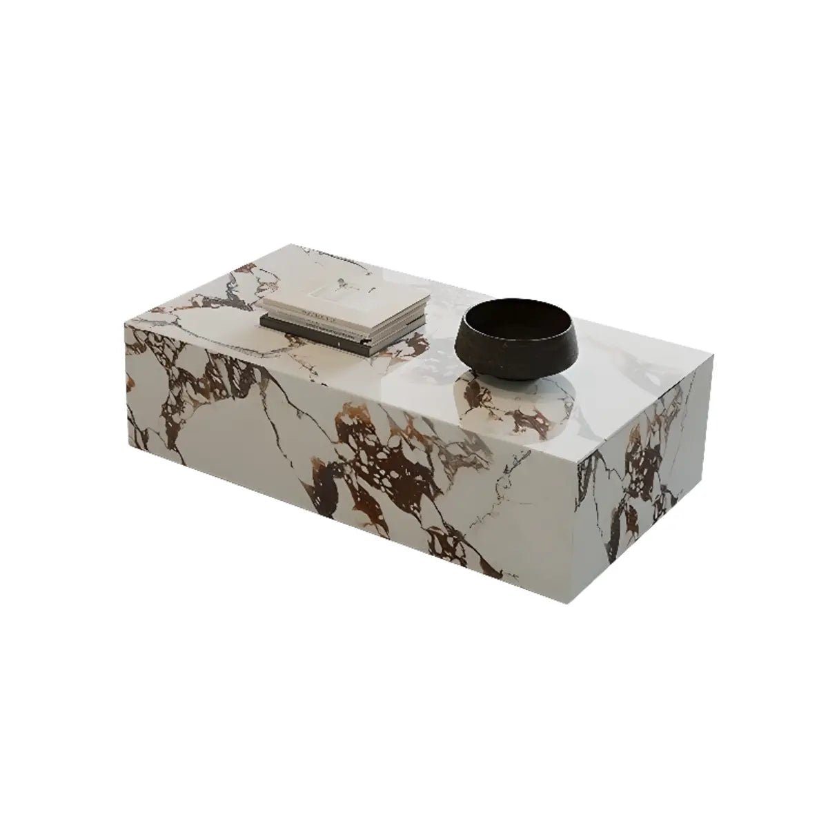 Beige Stone Rectangle Block Base Bunching Coffee Table Image - 12