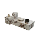 Beige Stone Rectangle Block Base Bunching Coffee Table Image - 14