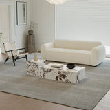 Beige Stone Rectangle Block Base Bunching Coffee Table Image - 3