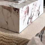 Beige Stone Rectangle Block Base Bunching Coffee Table Image - 5