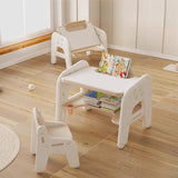 Beige Toddler Learning Desk Chair Set with Storage Image - 3