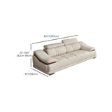 Beige Top Layer Leather Sloped Arms Left Sofa Chaise #size