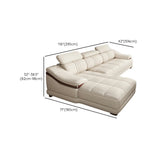 Beige Top Layer Leather Sloped Arms Left Sofa Chaise Image - 8