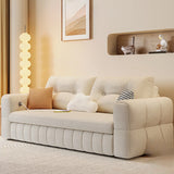 Beige Tufted Back Arms Loveseat Storage Futon Sofa Image - 1