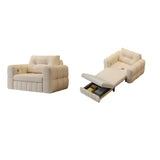 Beige Tufted Back Arms Loveseat Storage Futon Sofa Image - 2