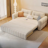 Beige Tufted Back Arms Loveseat Storage Futon Sofa Image - 4