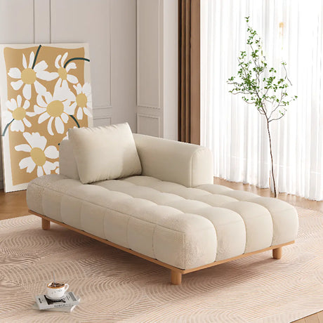 Beige Tufted Fabric Reclining Left-Arm Chaise with Pillow Image - 1