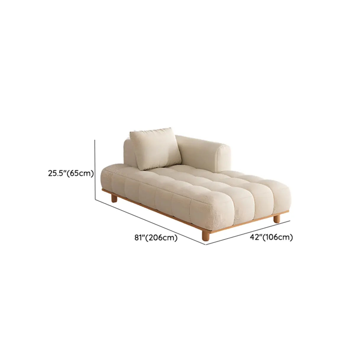 Beige Tufted Fabric Reclining Left-Arm Chaise with Pillow Image - 12