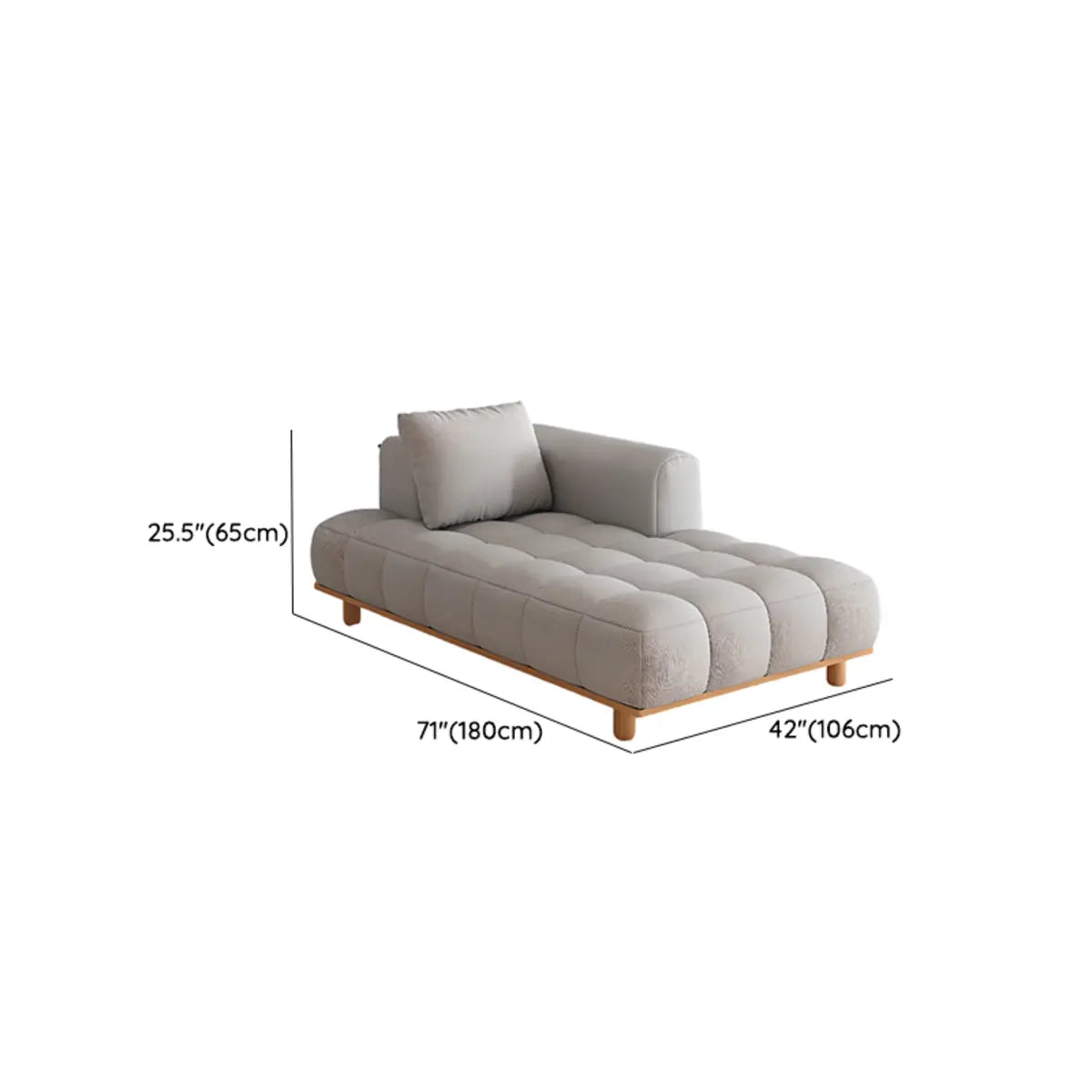 Beige Tufted Fabric Reclining Left-Arm Chaise with Pillow Image - 17