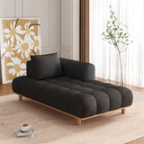 Beige Tufted Fabric Reclining Left-Arm Chaise with Pillow Image - 4