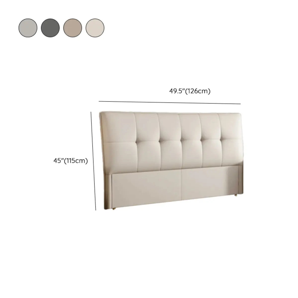 Beige Upholstered Rectangle Panel Headboard  with Legs 