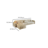 Beige Velvet Round Arm Left Sofa Chaise with Storage Image - 12