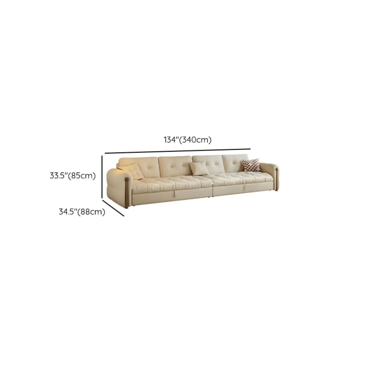 Beige Velvet Round Arm Left Sofa Chaise with Storage Image - 19