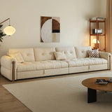 Beige Velvet Round Arm Left Sofa Chaise with Storage Image - 4