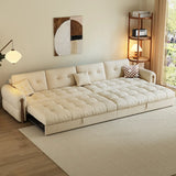 Beige Velvet Round Arm Left Sofa Chaise with Storage Image - 6