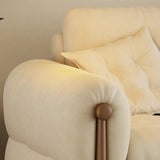 Beige Velvet Round Arm Left Sofa Chaise with Storage Image - 9