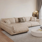 Beige Water Resistant Flannel Flared Arm Sofa Chaise Image - 1