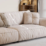 Beige Water Resistant Flannel Flared Arm Sofa Chaise Image - 10