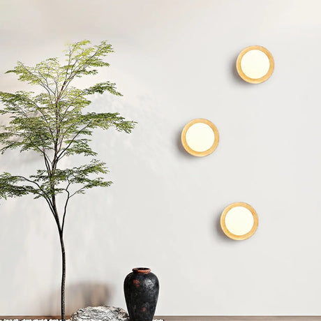 Beige Waterproof Modern Round Stone Outdoor Wall Lamp Image - 2