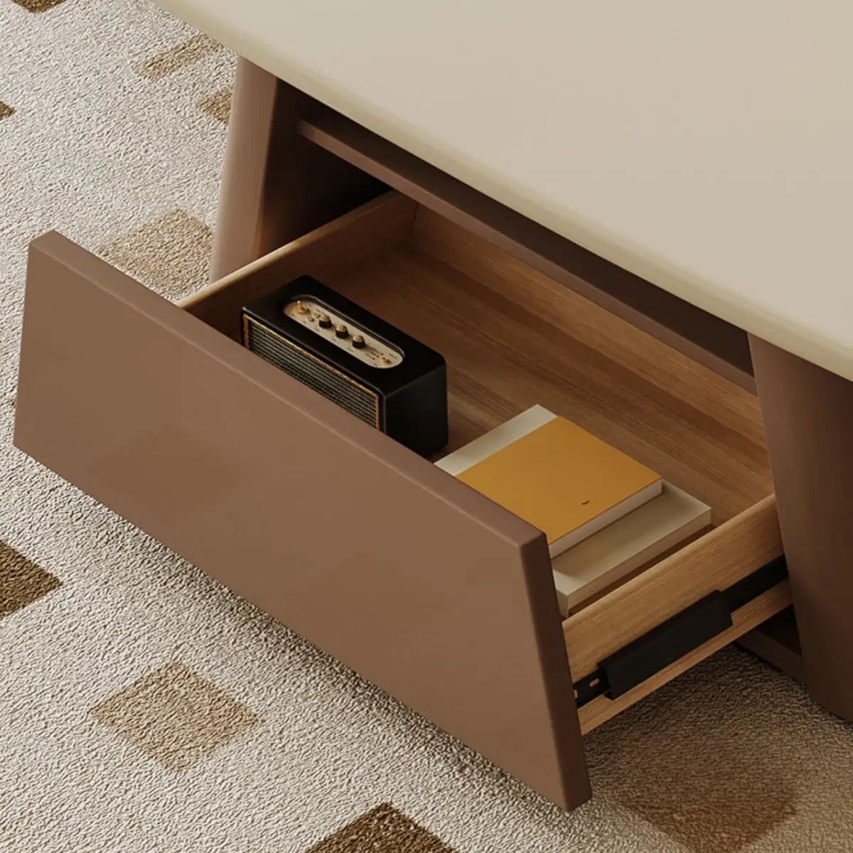 Beige Wood Storage Block Base Nesting Coffee Table Image - 14