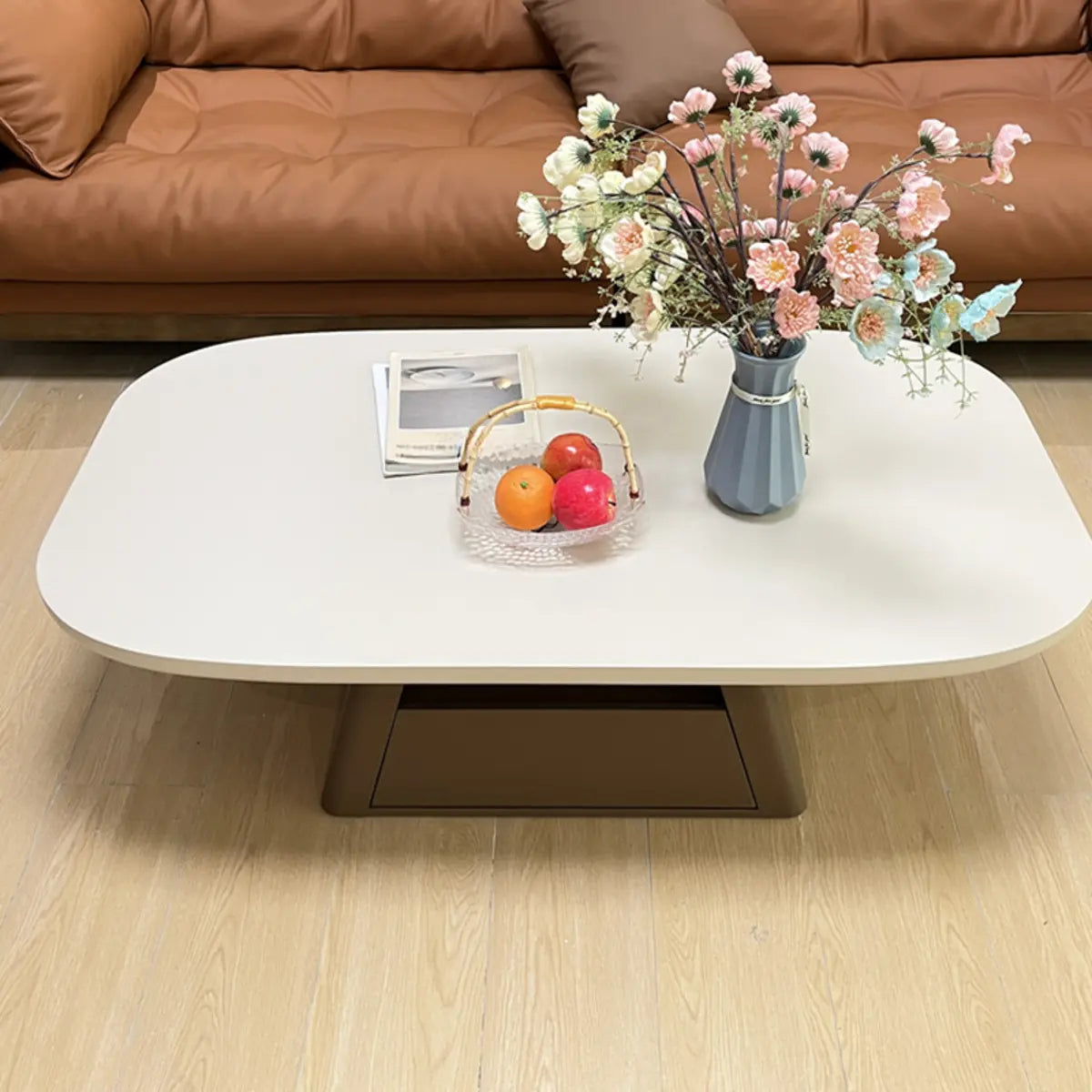 Beige Wood Storage Block Base Nesting Coffee Table Image - 5