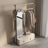 Bench Storage Metal Drawers Hooks Coat Rack with Mirror Image - 3