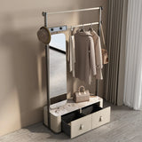 Bench Storage Metal Drawers Hooks Coat Rack with Mirror Image - 4