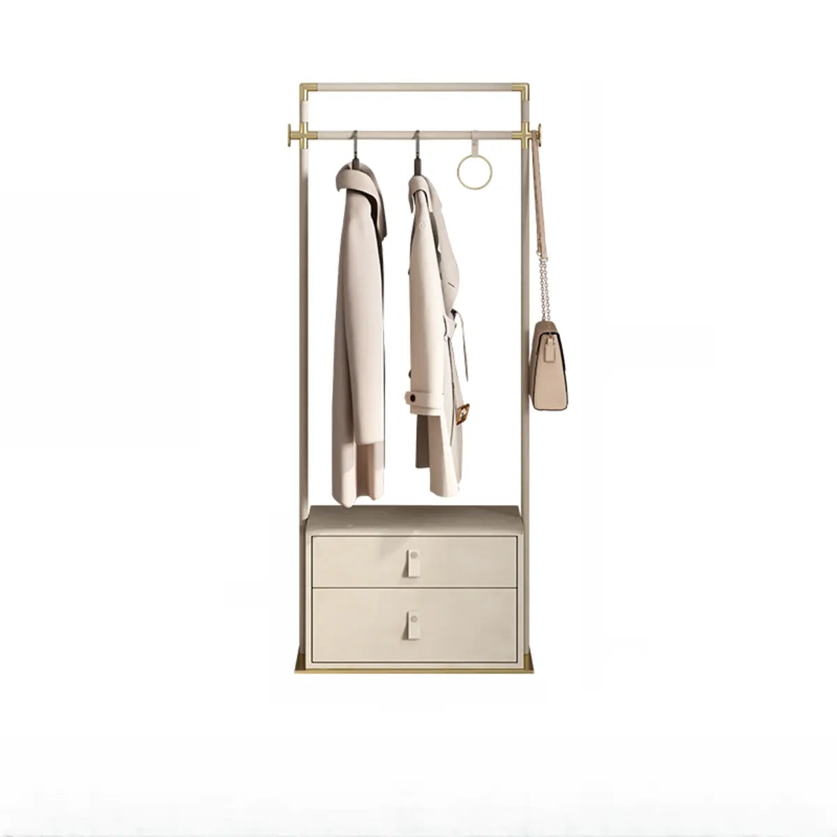 Bench Storage Metal Drawers Hooks Coat Rack with Mirror Image - 5