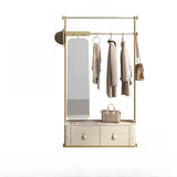 Bench Storage Metal Drawers Hooks Coat Rack with Mirror Image - 8