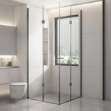 Bi-Fold Clear Glass Steel Hardware Hinges Shower Door Image - 3