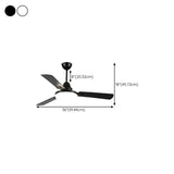 Black 3-Blades Ceiling Fan with LED Light and Remote #size