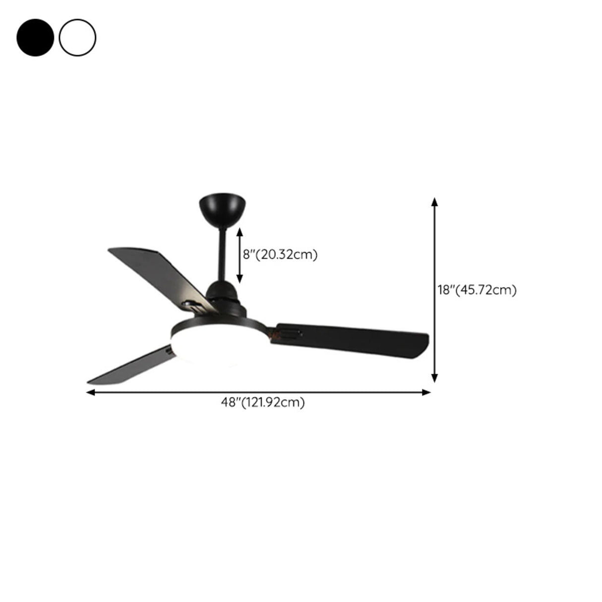 Black 3-Blades Ceiling Fan with LED Light and Remote Image - 15