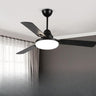 Black 3-Blades Ceiling Fan with LED Light and Remote Image - 3