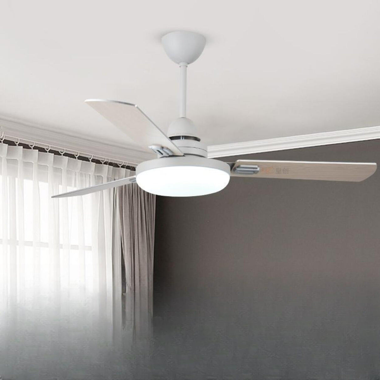 Black 3-Blades Ceiling Fan with LED Light and Remote Image - 4