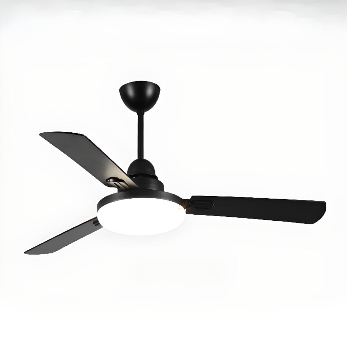 Black 3-Blades Ceiling Fan with LED Light and Remote Image - 6