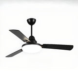 Black 3-Blades Ceiling Fan with LED Light and Remote Image - 6