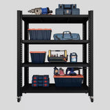 Black 4-Tier Heavy-Duty Freestanding Garage Storage Shelves Image - 4