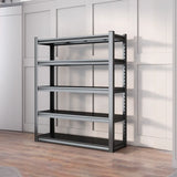 Black 5-Tier Heavy-Duty Adjustable Garage Storage Shelves Image - 2