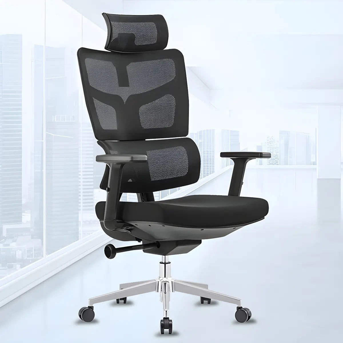 Black Adjustable Ergonomic Mesh High-Back Office Chair Image - 1