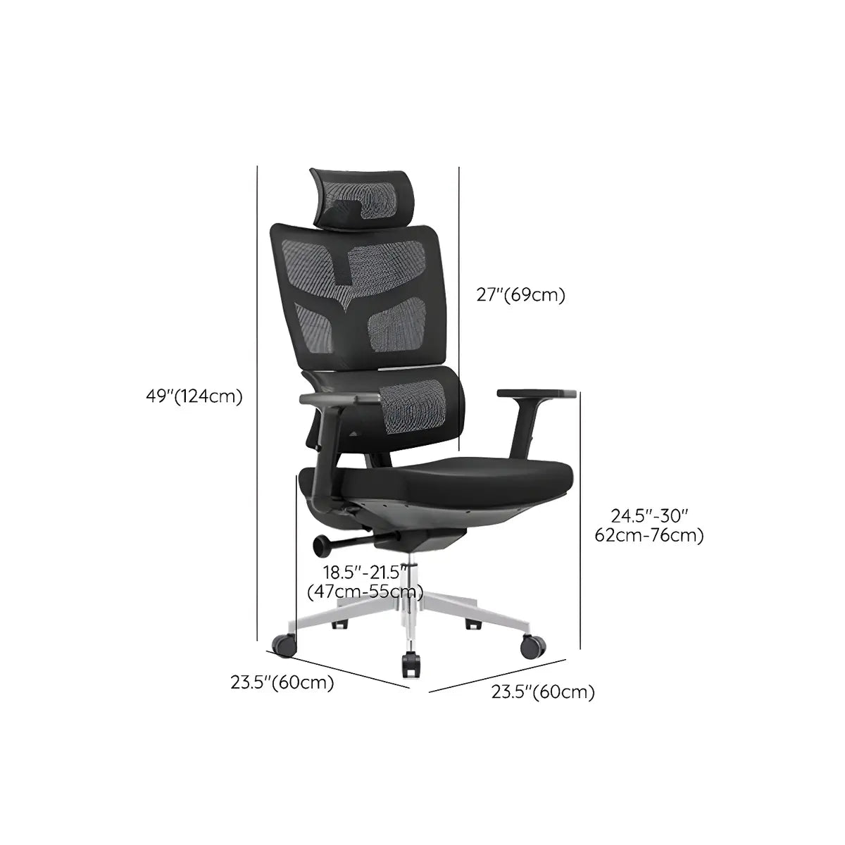 Black Adjustable Ergonomic Mesh High-Back Office Chair 