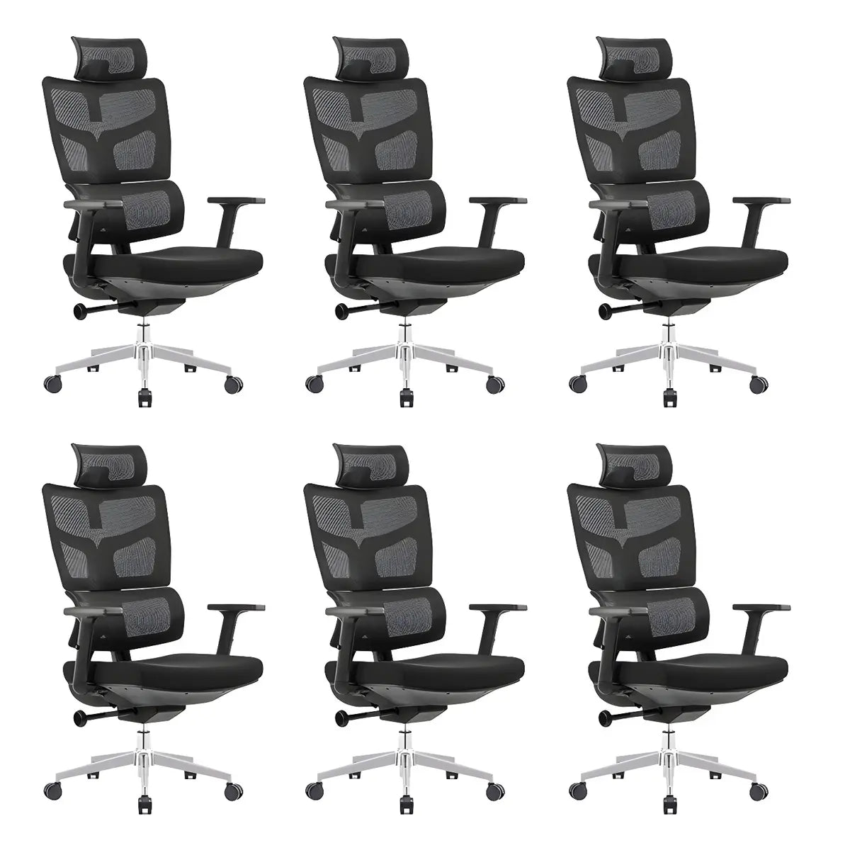 Black Adjustable Ergonomic Mesh High-Back Office Chair Image - 5