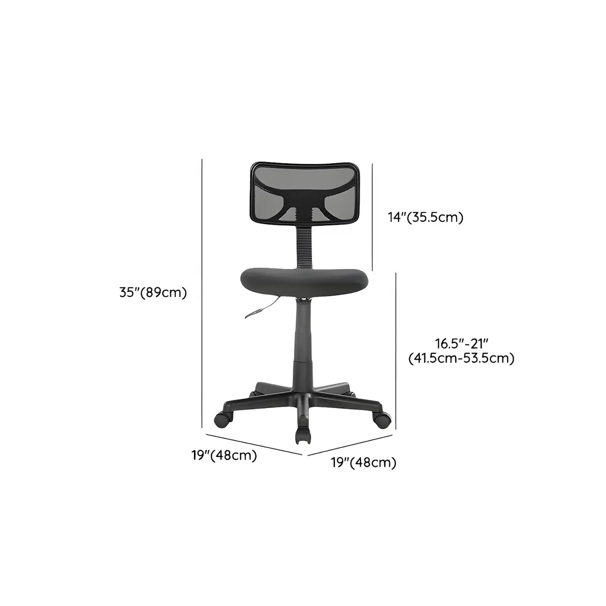 Black Adjustable Modern Mesh Back Task Office Chair 