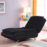 Black Adjustable Plush Fabric Recliner Armless Chaise Image - 1